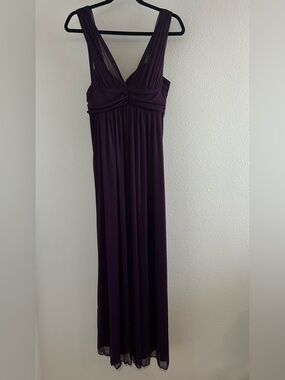 Juno Plum V-Neck Maxi Dress with Empire Waist